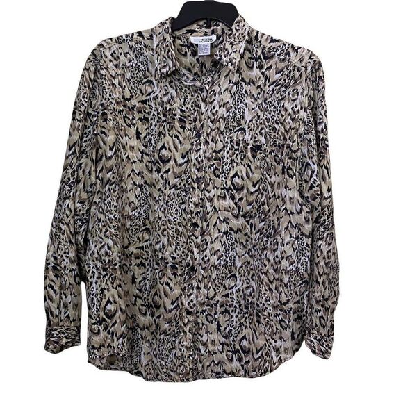 Vintage Metro Express Animal Print Silk Blouse Size Large - Picture 1 of 7